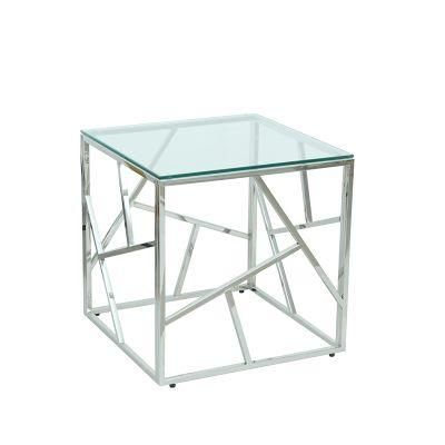 Living Room Modern Furniture Stainless Steel Glass Coffee Center Living Room Table
