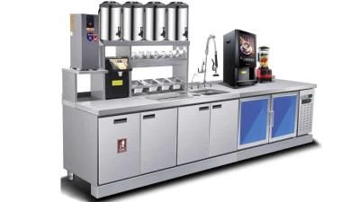 Stainless Steel Milk Tea Shop Counter Worktable Freezer Refrigerator Worktable