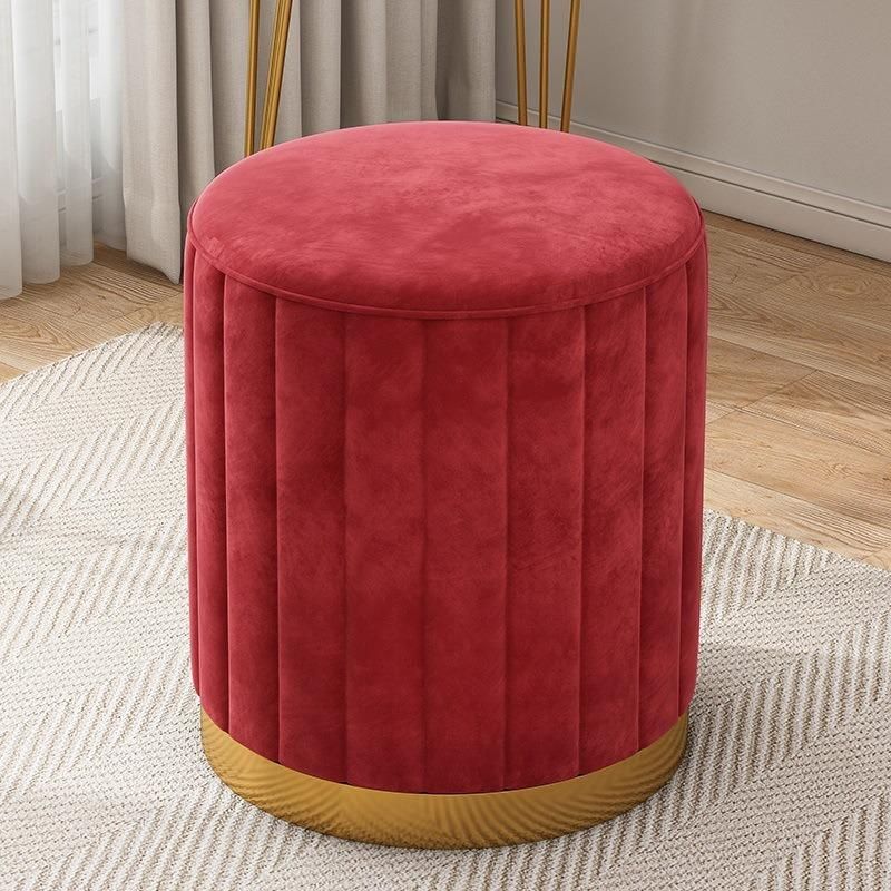 Home Hotel Living Room Bedroom Furniture Sofa Chair Soft Velvet Red Chair Ottoman Stool