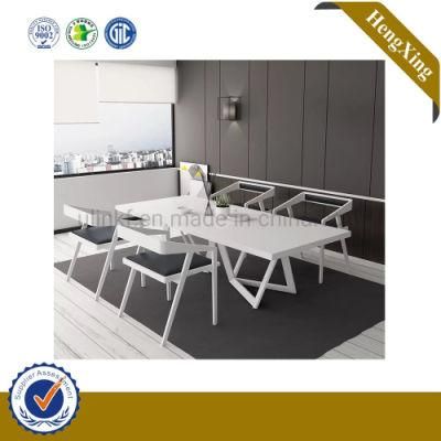 2021 New Design White Color Melamine Laminated Board Dining Table Vhair Set Wooden Home Furniture Modern Dining Furniture (UL-9D096)