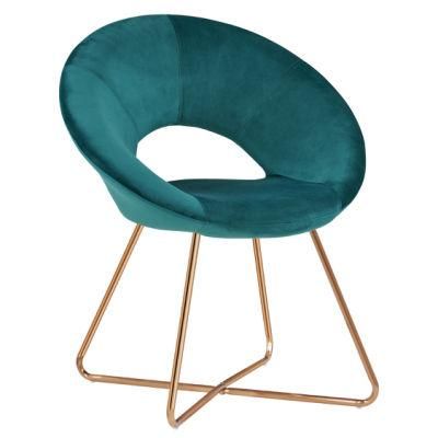 Modern Home Living Room Outdoor Furniture Fabric Dining Chair with Metal Golden Legs