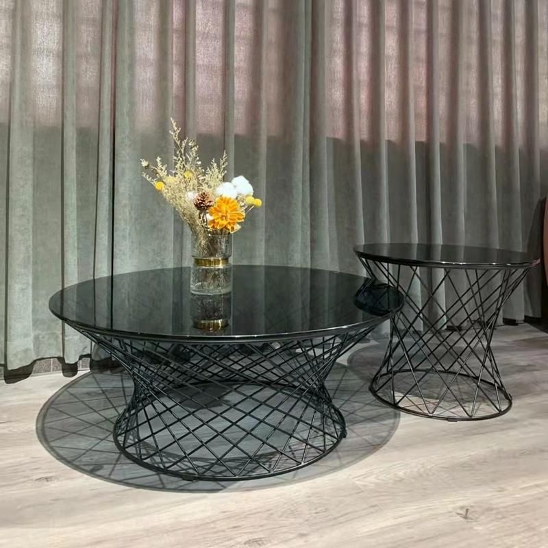 Nova Black Modern Living Room Furniture Tempered Glass Side Table Coffee Table