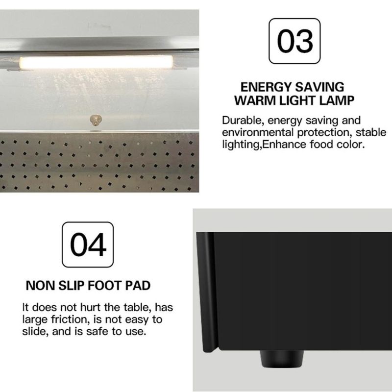 Lida 300L New Arrival Beautiful Design Curved Glass Food Warmer Display Showcase with Rear Door