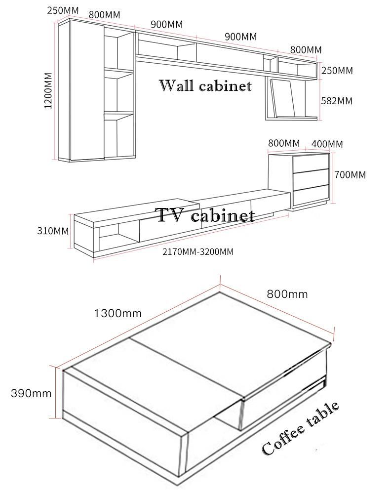 Modern Living Room Furniture Latest Design TV Stand Wooden Side Wall Coffee Table