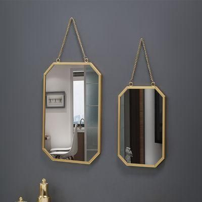 Metal Bathroom Mirror Wall Hanging Silver Makeup Mirror in Round Square