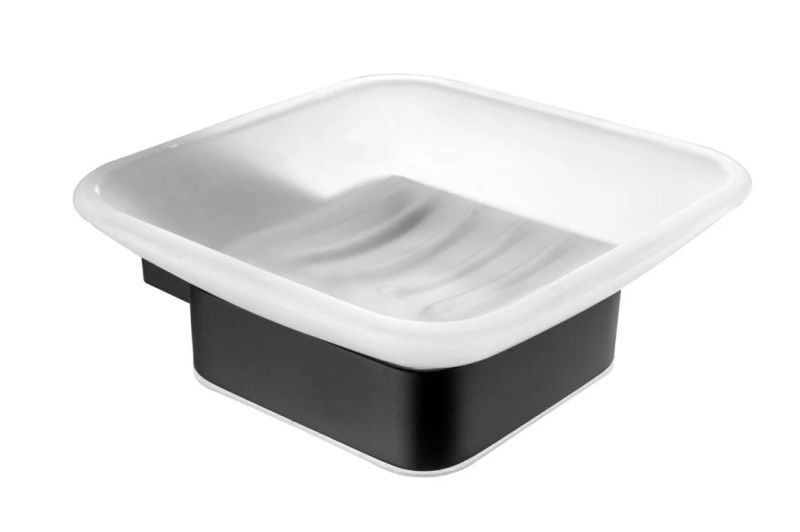 Bathroom Accessories Wall Mounted Stainless Steel 304 Glass Shelf Matt Black