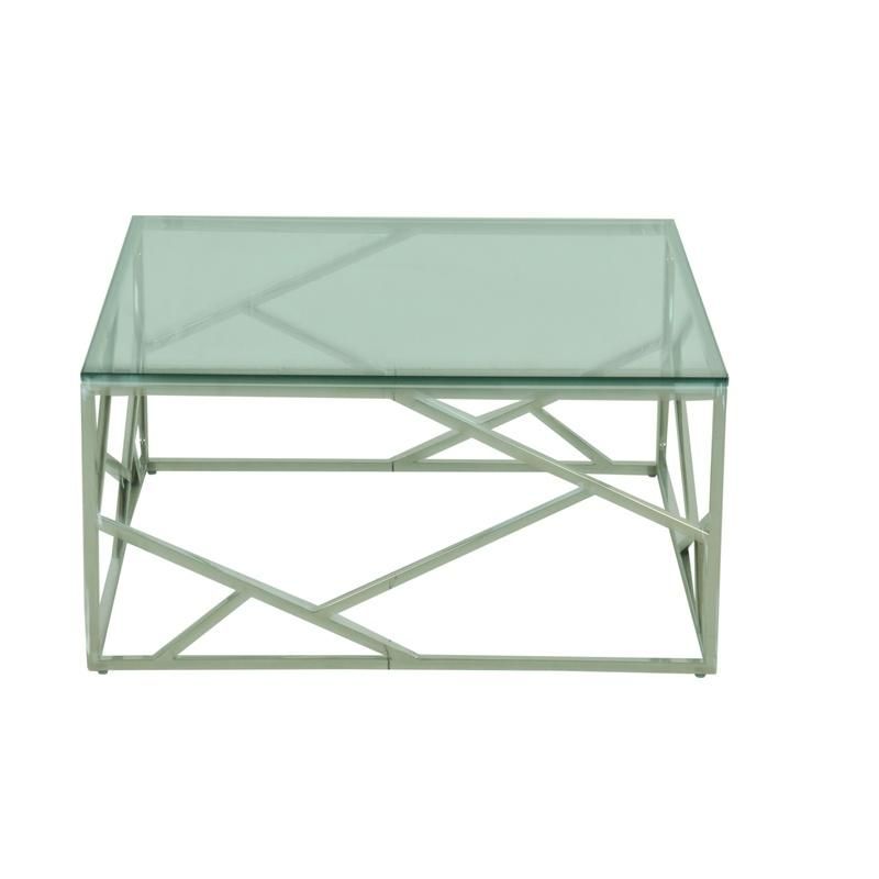 Hot Sale Modern Stainless Steel Chrome Base Coffee Table with Tempered Glass Top