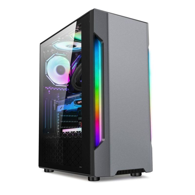 Eatx PC with Fan Colourful Tempered Glass Horizontal Cooled CPU Cabinet Dustproof Gamer Computer Case Gaming Computer Case