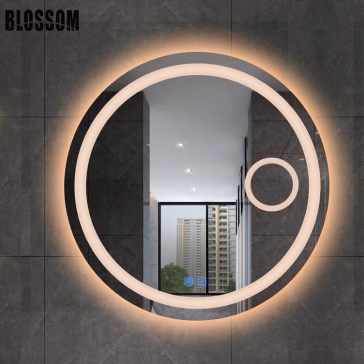 Fashion Round Anti-Fog Frameless LED Lighting Hotel Simple Bathroom Mirror