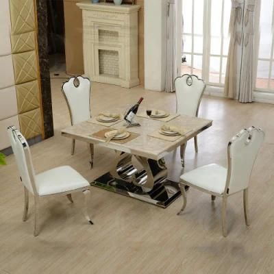 Gloden Stainless Steel Home Furniture Marble Dining Tables