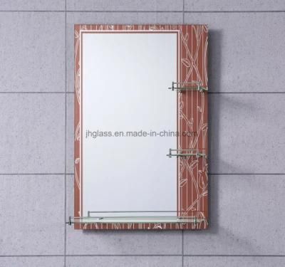 5mm 50X70cm Double Coated aluminum Bathroom Decorative Mirror with Glass Shelf