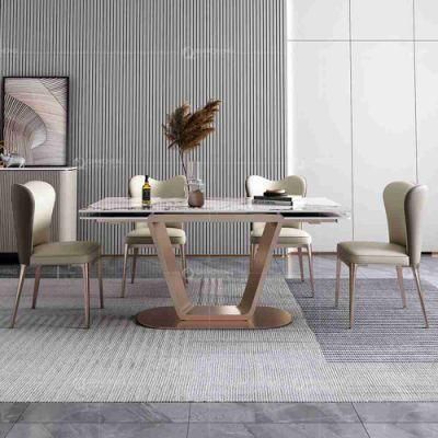 Luxuriant Elegant Design Complete Natural Marble Dining Table Set