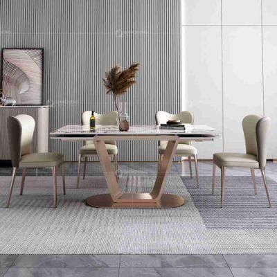Luxuriant Elegant Design Complete Natural Marble Dining Table Set