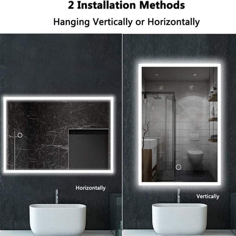 Aluminium Frame LED Illuminated Mirror Customized Size Intelligent Bathroom Mirror with Touch Sensor