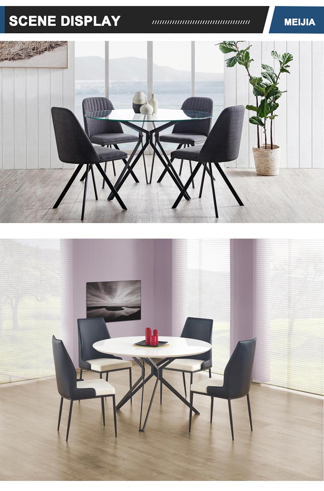 Dining Room Furniture Table and Chairs Glass Top Round Shape Cheap Design