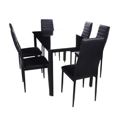 Cheap Dining Furniture Restaurant Modern 6 Chairs Room Glass Dining Table Set