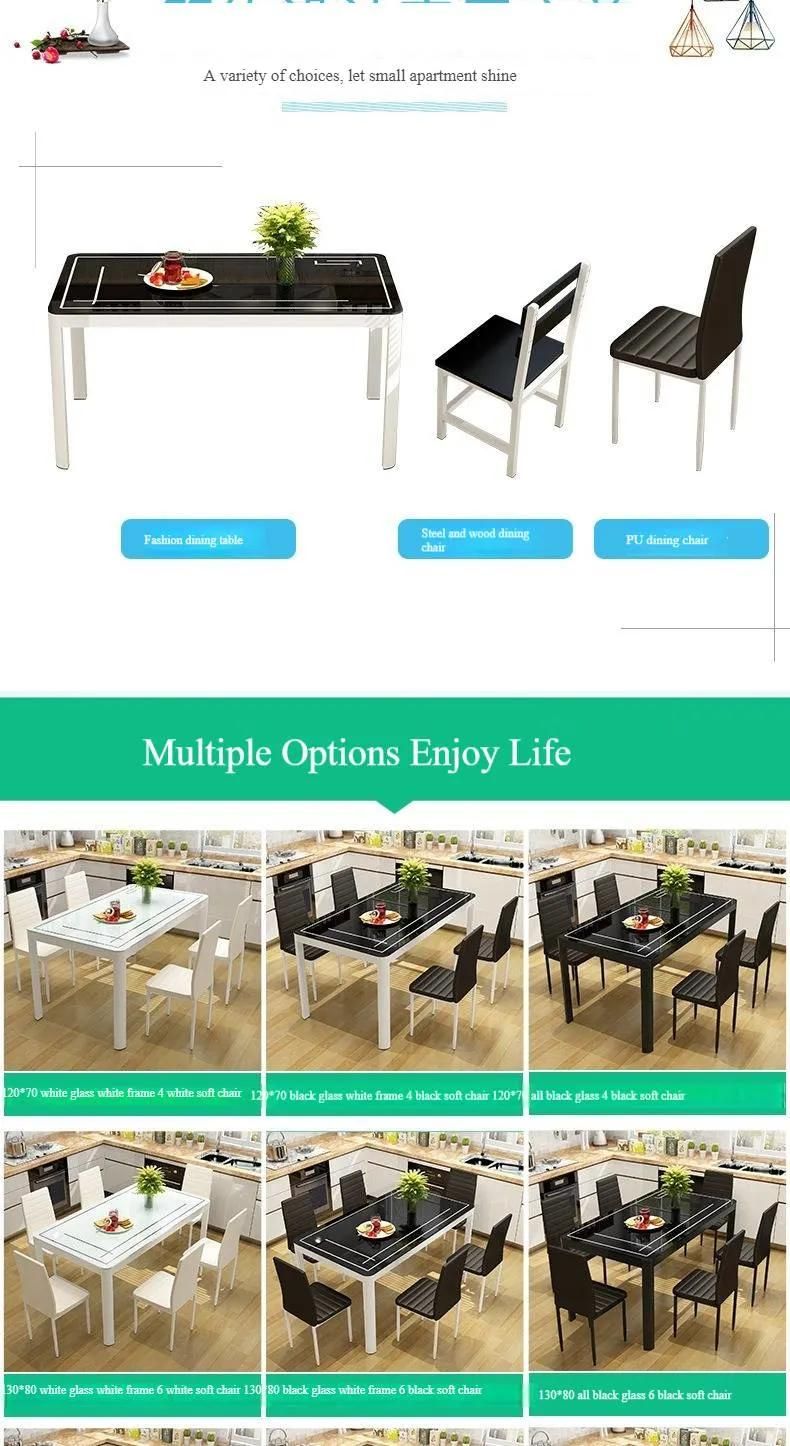 Small Modern Tempered Glass Table with Steel Frame