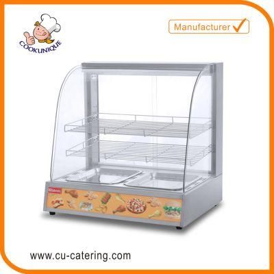 Electric Stainless Steel Food Warming Display Showcase with Curved Glass