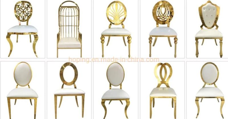 Wholesale Cheap Metal Upholstered Bar Restaurant Event Banquet Chair Dining Fashion Hotel Furniture Oval Design Stainless Steel Back Wedding Chair