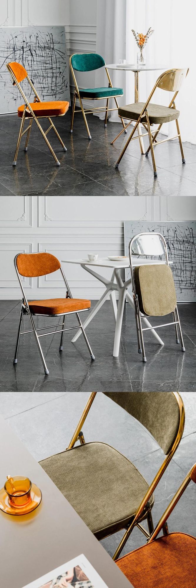 Wholesale Kitchen Living Room Outdoor Furniture Fabric Seat Folding Chair for Home