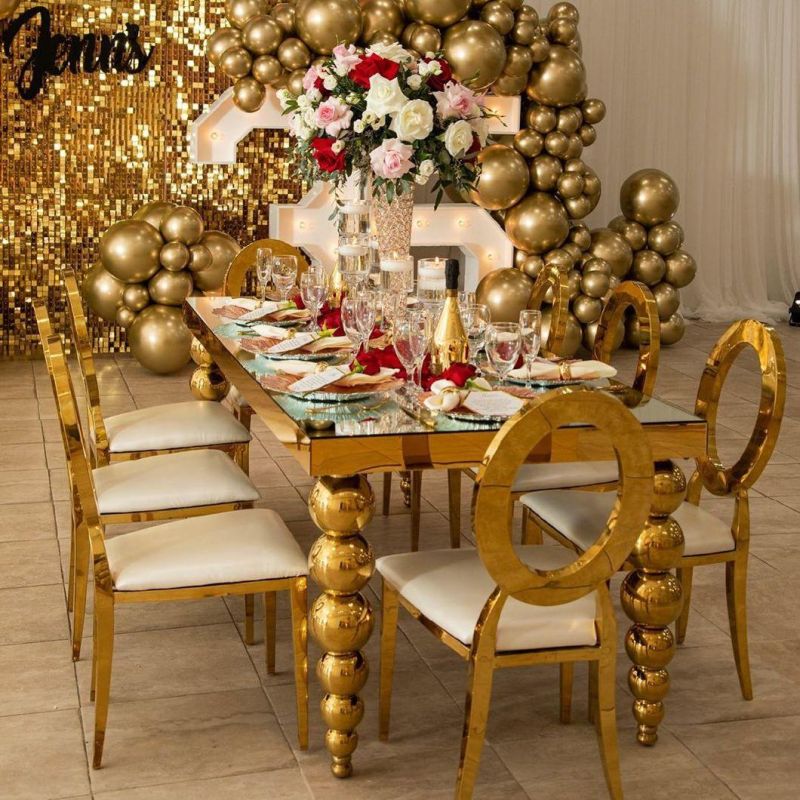 Stainless Steel with Glass Top Table for Dining Room Wedding