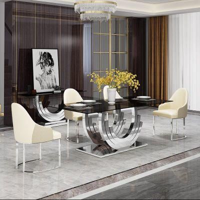 Luxury Golden Base Glass Dining Table for Wedding Party Table