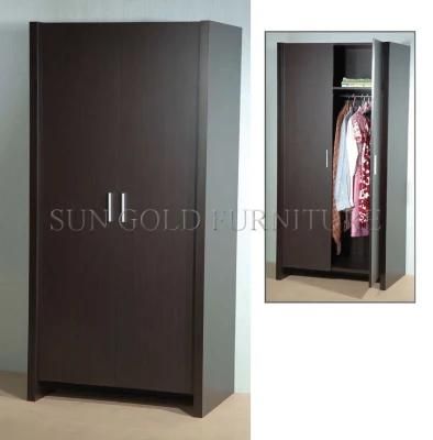 (SZ-WD003) Cheap Walnut Wooden Hinged 2 Doors Two Door Wardrobe