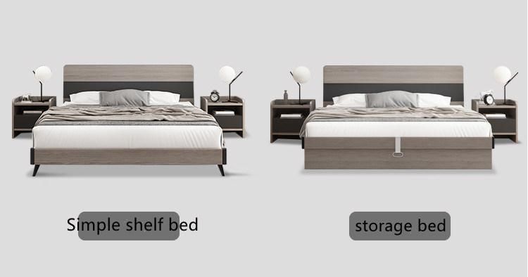 Nordic Design White Color Simple Style Bedroom Hotel Home Furniture Wooden King Queen Size Bed