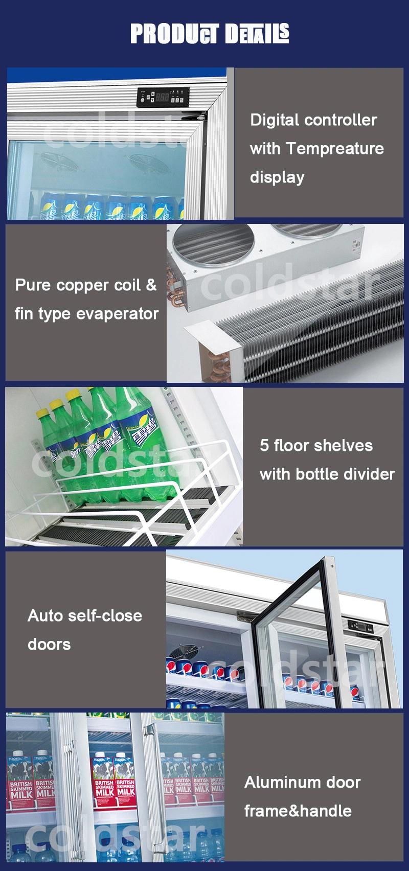 Fan Cooling Supermarket Vertical Glass Door Multideck Refrigerated Chiller Showcase