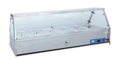Reasonable Price Large Volume 6 Pans Electric Bain Marie/Food Warmer Display Showcase for Commercial Fast Food