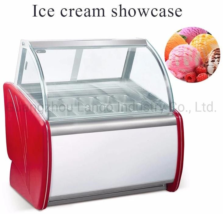 1200mm High Quality Curved Glasse Deep Cooling Ice Cream Showcase