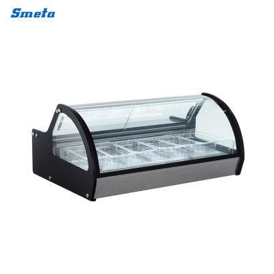 Smeta Commercial Countertop Glass Ice Cream Display Showcase Freezer