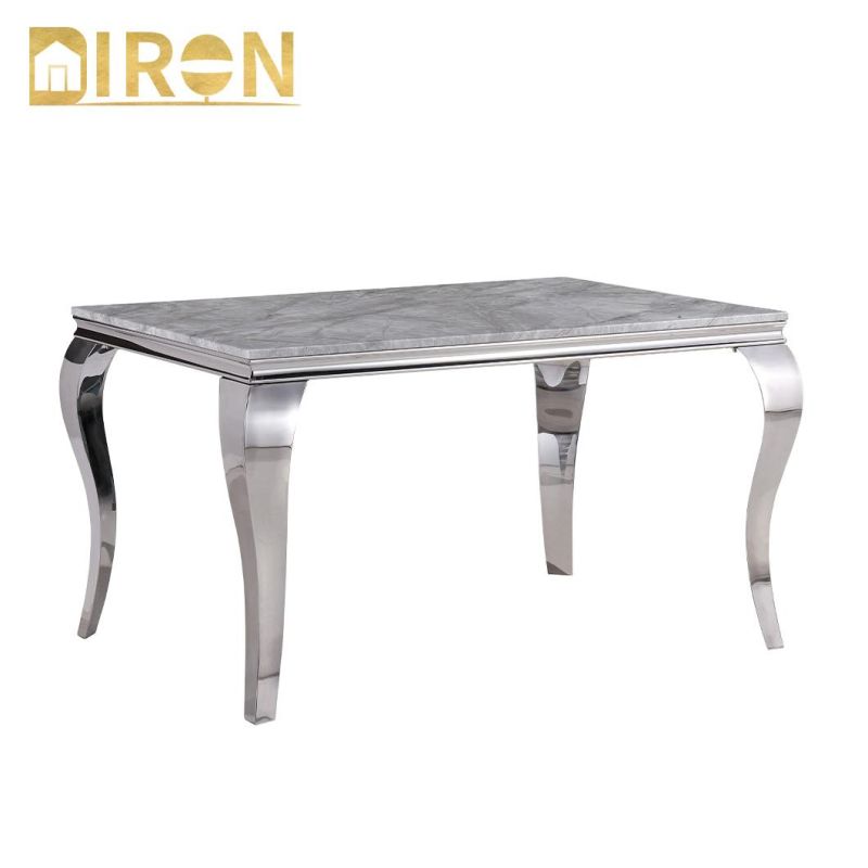 Luxury Stainless Steel Rectangle Shape Dining Table