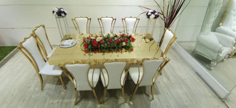 Wedding Furniture Gold Stainless Steel Mirror Glass Cake Table