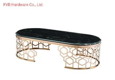 Morden Stainless Steel Coffee Table with Rose Gold Finish