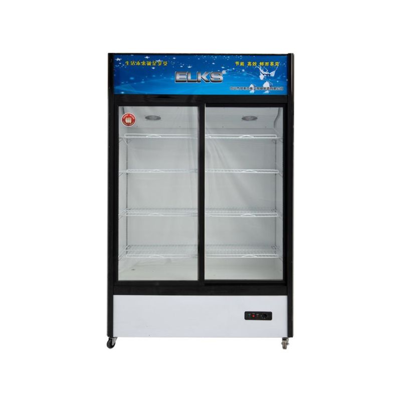 750L Commercial Double Glass Door Beer Soft Drink Upright Showcase (LC-1200)