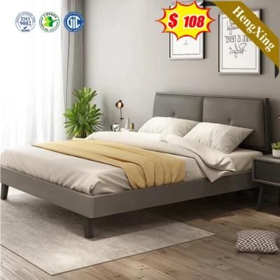 Hot Sell Fabric Style Middle Backrest Wooden Bedroom Beds