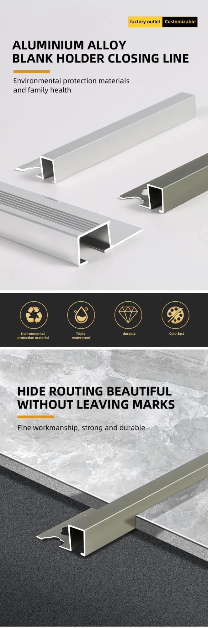 Aluminium Construction Material Furniture Flexible Decorative T Shape Thin Metal Transition Strips