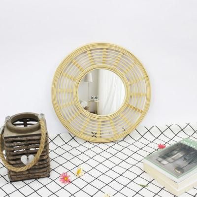 Decorative Round Hanging Makeup Rattan Wall Mirror