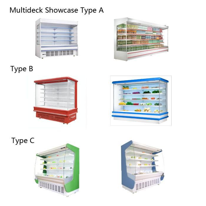 Supermarket Refrigeration Equipment Commercial Multideck Open Chiller Display Cooler Showcase