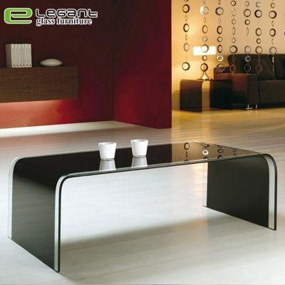 Modern Style Bent Black Not Tempered Glass Center Table