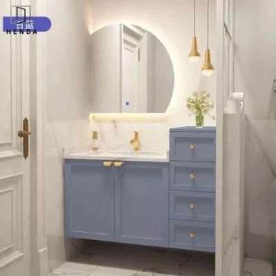 Double Open Door 3 Drawers Storage Cabinet Ceramic Basin Marble Mesa Bathroom Vanity