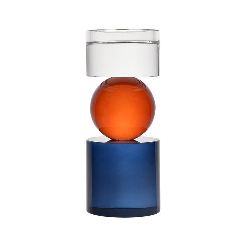 Nordic Simple Modern Color Mosaic Crystal Glass Candlestick Ins Style Home Decoration Ornaments