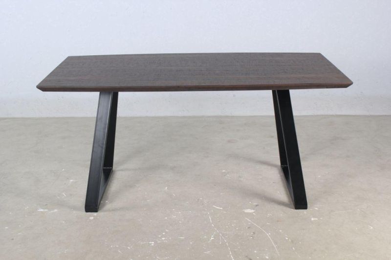 Wholesale Home Restaurant Hotel Furniture Rectangle MDF Top Steel Dining Table for Outdoor