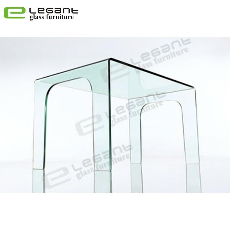 Modern Clear Curved Glass Dining Table