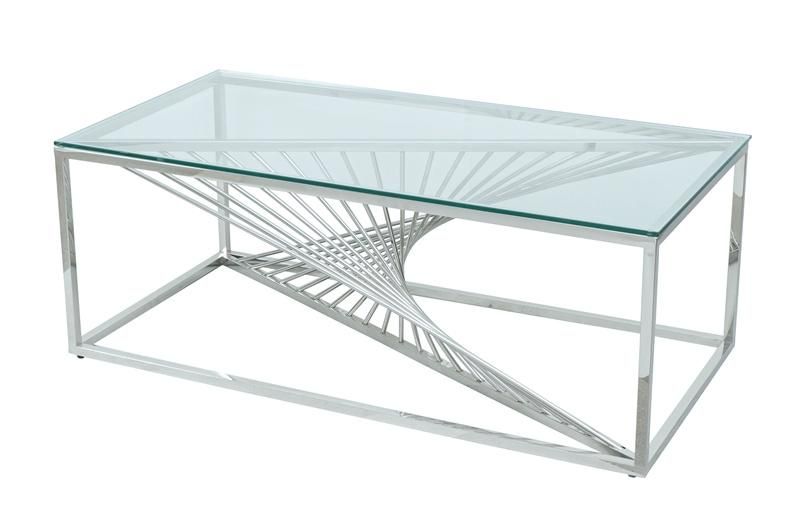 Luxury Modern Style Tempered Glass Stainless Steel Leg Coffee Table for Living Room Bedroom