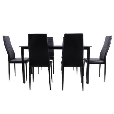 Hot Selling Modern Home Furniture Glass Metal Dining Table Set