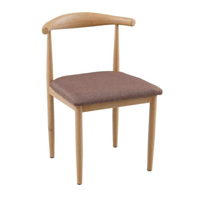 Cheap Home Restaurant Bar Furniture Fabric Seat Dining Chair with Metal Wooden Legs