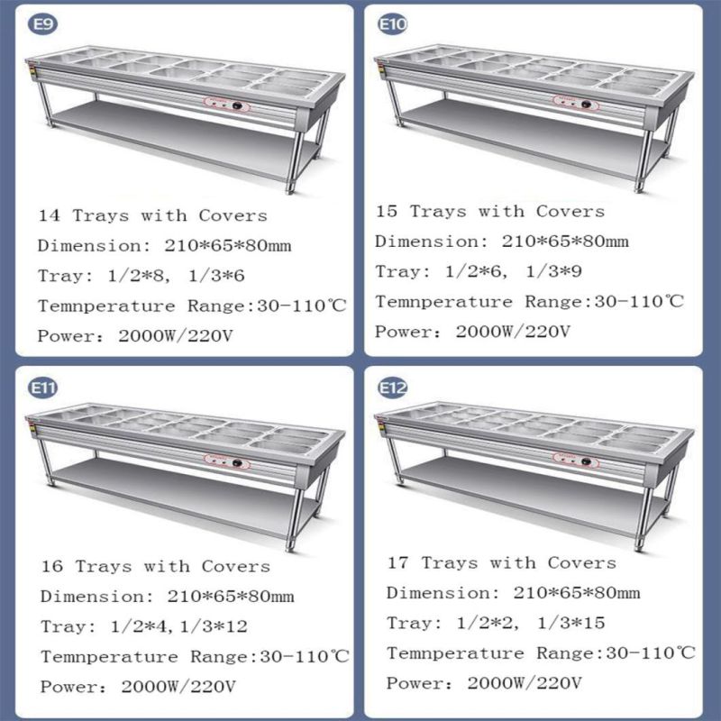 Buffet Bain Marie Cabinet Electric Food Warmer Display Showcase with Glass Top