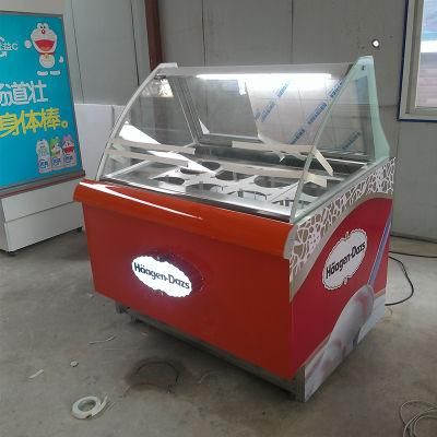 Commercial Deep Batch Ice Cream Counter Freezer Display Showcase